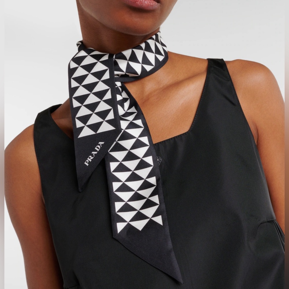 Prada Skinny Printed Silk Twilly Scarf
